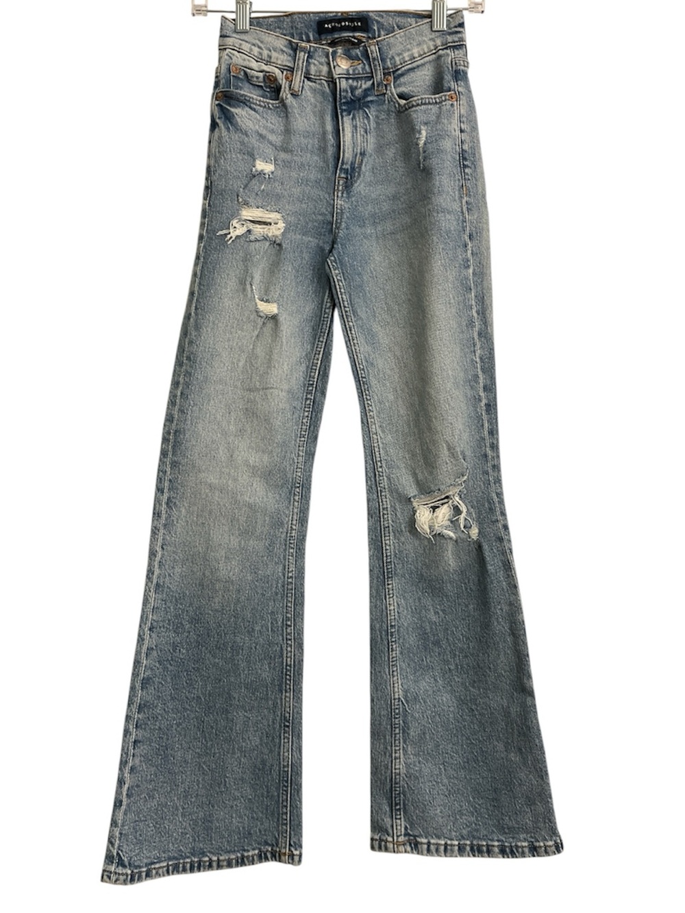 Aeropostale Junior Light Blue Distressed High Rise Flare Jeans size 000R